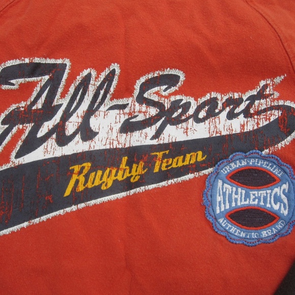 rugby graphic long sleeve orange tee size 8 - Picture 2 of 5